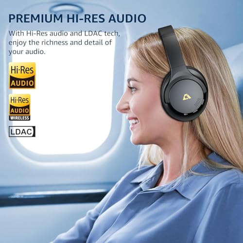 1Mii Y8 Hybrid Active Noise Cancelling Headphones For Airplane Travel, Wireless And Wired Anc Headphones, Ldac Hi-Res Audio, 5 Mics Clear Call, 75Hrs Playtime Over Ear Bluetooth 5.3 Headset thumb #1