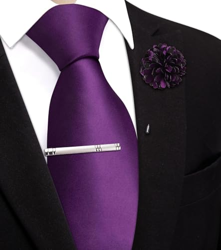 Image of Hi-Tie Men's Extra Long Solid Satin Tie Set 63 Inch /70 Inch Formal Necktie