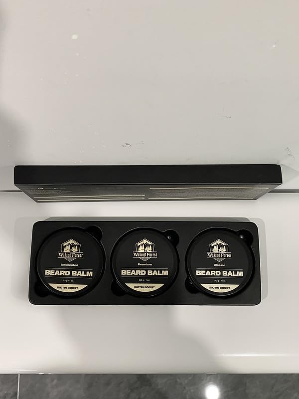 Miniatura 5 de Waking Forest Bálsamo para barba, Biotin Boost Growth Bálsamo para barba para hombres, paquete de 3 unidades más grueso suavizante e hidratante para