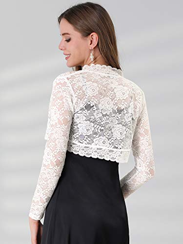 Image of Allegra K Women's Elegant Crop Cardigan Sheer Floral Lace Bolero Shrug Top