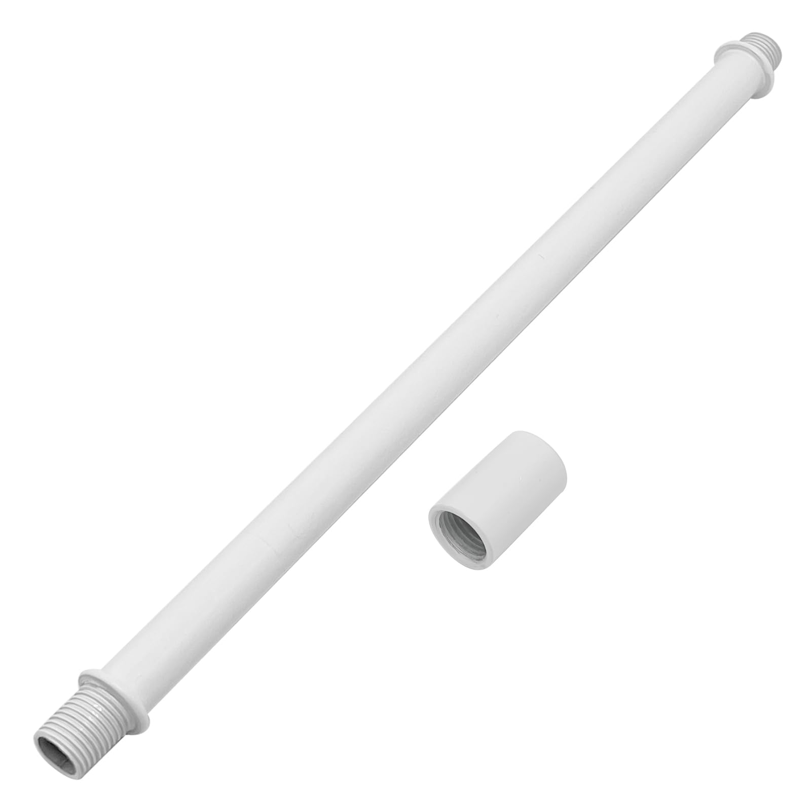 2pcs White M10 Straight Pipe Lamp Stem Kit with Connector,Threaded Extension Rod Metal Lamp Parts Replacement,with 2pcs M10 Connector(Length:200mm/7.87")