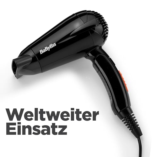 BaByliss Haartrockner Travel Folding – Leichter und leistungsstarker 2000W Föhn, Universalspannung, weltweit einsetzbar… – Ansicht 6