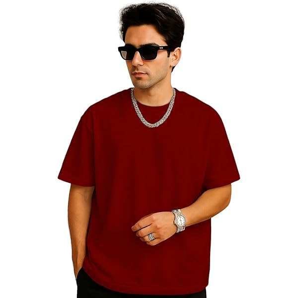 fizzoqi Unisex Oversized 180 GSM Cotton Airjet Sinker T-Shirt Loose Fit with Round Neck-picture-16
