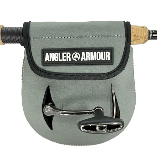 Angler Armour Spinning Reel Cover, Fishing Reel Cover, Neoprene Reel Cover, Spinning Reel Sleeve, Spinning Reel Case, Spinning Reel Protective Sleeve, Fits 1000, 2000, 3000, 3500 Reels (Titanium Gray)