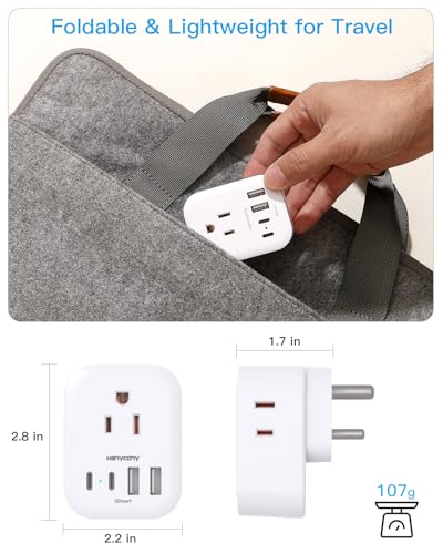Image of US to India Plug Adapter, HANYCONY Type D Travel Adapter, 2 Pack