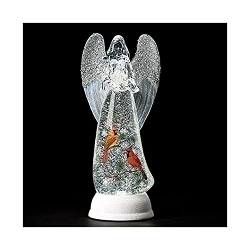 Roman 134985 LED Swirl Angel with Print Cardinal Scene Figurine, 12.2-inch Height