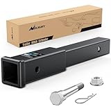 Nilight Trailer Hitch Extender 12 Inch Extension Length Fits for 2 Inch Receiver Tube with 5/8 Inch Stainless Steel Bolt Flange Nut and Clip 3,500 LBS GTW Matte Black