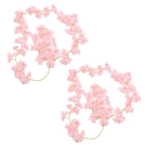 MEMOFYND 2 Cherry Blossom Vines, 180cm Each, Light Pink, Artificial Cherry Blossom Vine, Rattan Flower Decoration, Wedding Parties