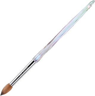 MakarttPro Kolinsky Crimped Acrylic Nail Brush for Acrylic Powder and EMA Monomer Application, Made for Professional Nail Technicians and Beginner Nail Students, Size #14