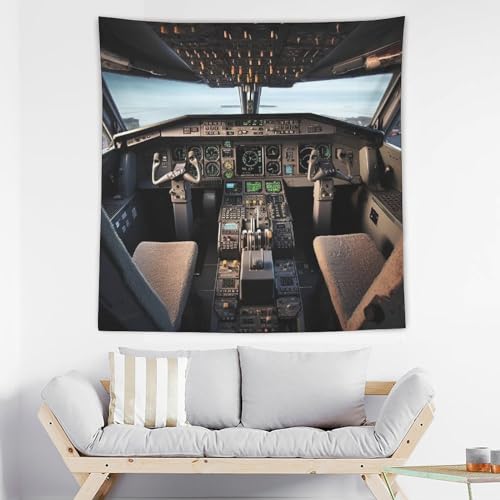 Tapisserie murale cockpit d'avion avec impression HD pour décoration murale de chambre