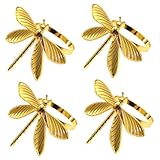 Gatuida 4 piezas Anillos para Servilletas de Metal con Diseño de Libélula Dorada de Decorativos para Fiesta y Reuniones Familiares