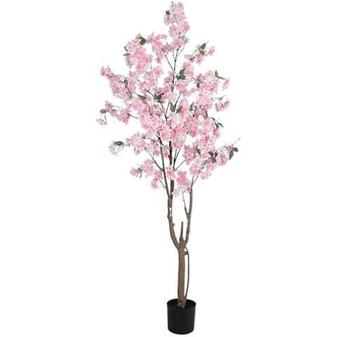 Haplant Artificial Cherry Blossom Tree, 6FT Tall Realistic Potted Silk Faux Cherry Blossom Tree, Fake Cherry Blossom Tree Home Party Wedding Decor Cover