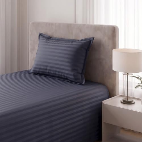 Image of Living Roots Glace Cotton 180 TC Single Bedsheet with 1 Pillow Cover |Single Size 60 x 90 Inches |Soft, Breathable & Durable |Fits Mattress up to 4 Inches |No Colour Bleeding (Purple)