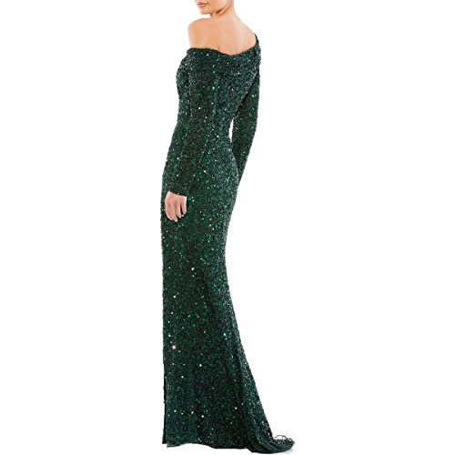 Mac Duggal Womens Sequined Maxi Evening Dress Green 6 #TOP1