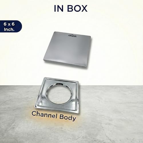 Image of ARQUIN Bathroom Floor Drainer 6x6 Inch 304-Grade Stainless Steel Floor Drain-Diamond Square Flat Cut Anti Without Cockroach Trap Floor Drainer Waste Water Drainer