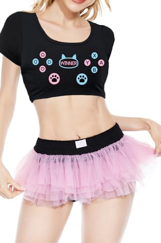 CutiePlusU Adult Tulle Puffy Petticoat Tutu Ballet Ballerina Skirt T-Shirt Suits