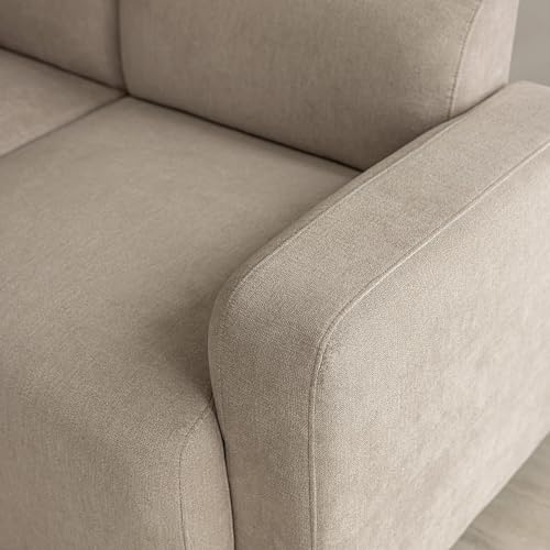 Canapé 3 places tissu chenille beige, soutien lombaire Merax