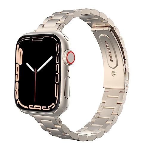 MoKo Slim Metal Band Compatible with Apple Watch Series 11/10 42mm, 9/8/7 41mm, SE3/SE2/SE...
