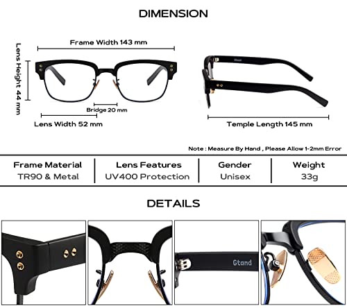 Image of Gtand Vintage Retro Rectangle TR90 Frame Sunglasses For Men Women Fashion Semi-Rimless Metal Sun Glasses Eyewear