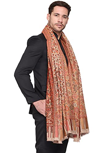 Image of Weavers Villa Men's Kalamkari Design Woven Acro Wool Blend Gents Shawls, Muffler, Stoles for Men [40 inch X 80 inch]