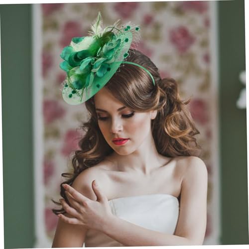 Fascinateur chapeau vintage vert résistant avec pince secure pour mariage