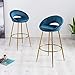 Wahson Tabouret de Bar Lot de 2 Chaise Bar Haute en Velours Tabourets de comptoir avec Repose-Pieds et Dossier Creux, Tabourets Hauts pour Bar/Cuisine (Bleu Marine)