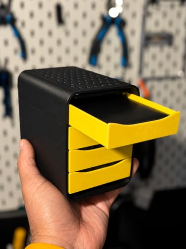 Image of 4 Tray Storage Box for 2.5 inch HDD /SSD Stacker Enclosure | External SATA Hard Drive Dock | Stackable Shockproof HDD Caddy | RAID Storage Rack for Desktop Backup & Data Organization,ENCLOSURE ONLY(YELLOW)
