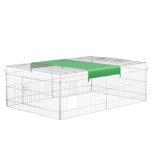 Wiltec Parc enclos pour Petits Animaux domestiques – 2160 x 1160 x 650 mm – en Acier – Clôture verrouillable avec Protection Solaire – Cage Lapin Hamster Cochon...
