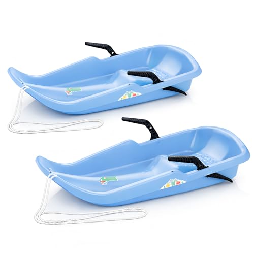 Schlitten Twister 2er Set Hellblau Kinderbob Mit Bremsen Schneerutscher