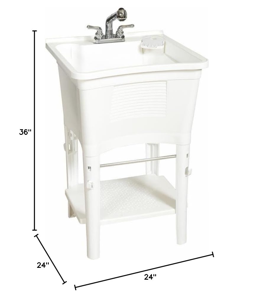 Glacier Bay Freestanding Laundry Tub with Dimensions