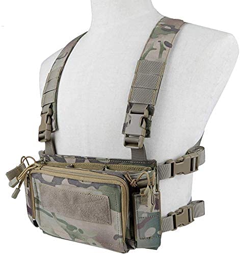 500D Nylon Vest OAREA Rig Assault 500D Molle Tactisch Vest Op De Borst Met Meerdere Zakken, T, M Verstelbaar X-harnas