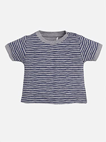 Image of BABY GO Cotton Dungaree Style Short Sleeve Romper for Baby Boys | Cute Striped Jumpsuit with Snap Buttons | Newborn Summer Bodysuit