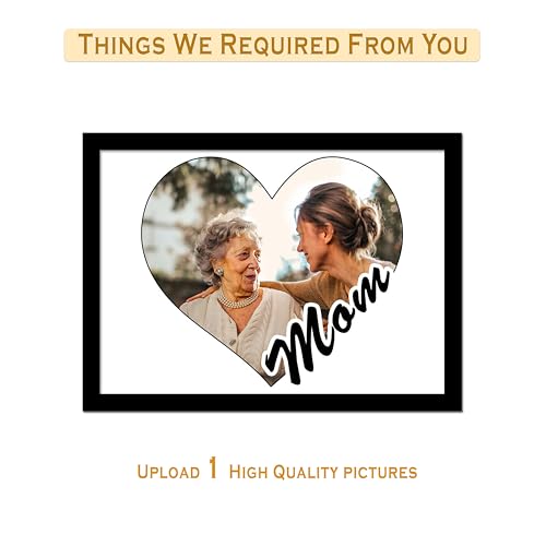 Image of Personalized Heart Shape Best Mom Wall Photo Print Collage with Photo Upload Gift For Brother, Perfect Present, Customized Gift, Birthday Gift, Anniversary Gift (Mom 9.2x12.6 Inches, Black)