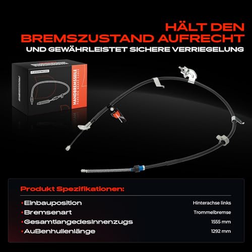 Frankberg Feststellbremse Seilzug Trommelbremse Hinten Links Kompatibel mit Charade VIII 1.3L 2011-2024 Yaris P9 1.0L-1.8L 2005-2012 Replace# 464300D050