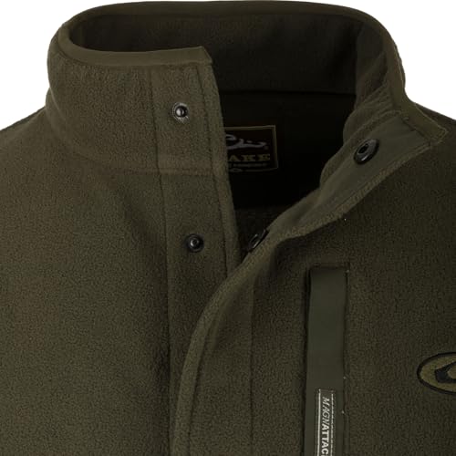 Image of Drake Waterfowl Men's Camp 2.0 Fleece Pullover | Hunting Anti-Pill Moisture Wicking 1 /4 Neck Snap Sweater with Chest Pocket