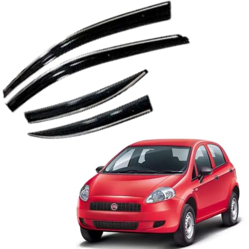 Image of CAR SAAZ Chrome Line Door Visor for Punto (2016-2018) (Set of 4Pcs) | Rain Guard | Wind Deflector