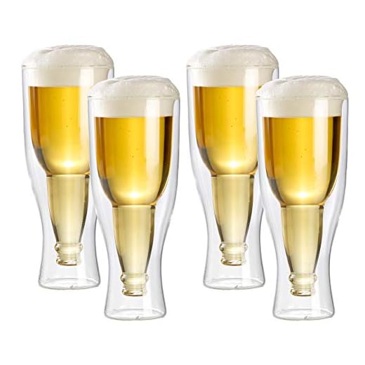 infactory 4 verres à bière à double paroi - 20 cl