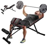 soges Multi-Functional Dumbbell Bench Adjustable Height Incline Bench, Multi-Workout Abdominal Hyper Back Extension Bench, Home Strength Training Fitness Workout Station, PSBB004