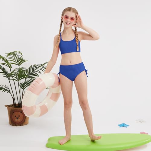 Image of Weixinbuy Girls Swimsuits Summer Bathing Suit for Teens Girls 2 Piece Bikini Set Solid Beach Swimsuit Swimwear for Girls