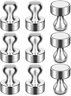 Fridge Magnets, Magnetic Push Pins, 8 Pack 12 x 16 mm Silver Neodymium Magnets Push Pins, Whiteboard Magnets, Magnetic Thumb Tacks, Magnets for Fridge, Magnets for Whiteboard, Photo, Map, Office, DIY