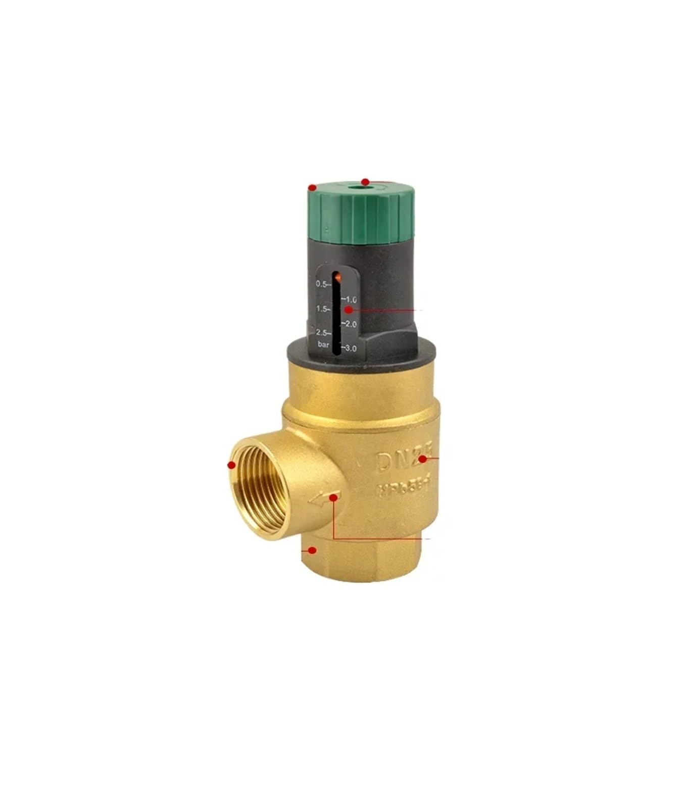 Valvola di Bypass della Pressione differenziale di bilanciamento Femmina da 1/2" 3/4" 1"-2" con Regolazione visiva(DN25 1 0.5-3bar)