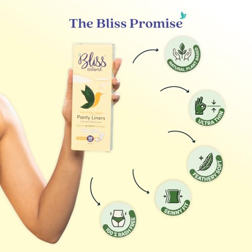 Image of BLISSNATURAL Panty Liners for Women 185mm Daily Use (Pack of 20) | For Non-Period Days | Ultra Thin, Extremely Soft, Skinny Fit | Plant Based