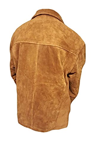 Classyak Men\'s Fashion Stylish Suede Leather Jacket Brown X-Large - Thumbnail 2