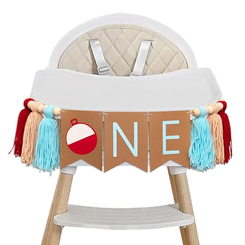 Eurteka Ofishally One for 1st Birthday banner - The Big One Fishing Highchair Banner Fishing Theme First Birthday Party Banner Decorations for Boy, Baby 1st Fishing Party Decor Supplies,Fishing Party Props for Photos