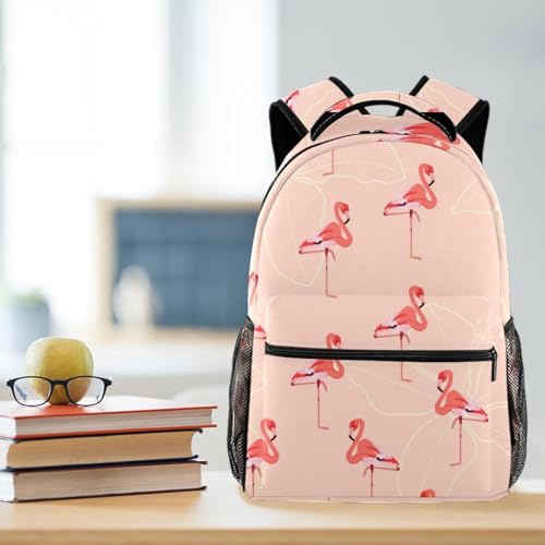 Sac à dos école imprimé flamants roses multicolore - 5