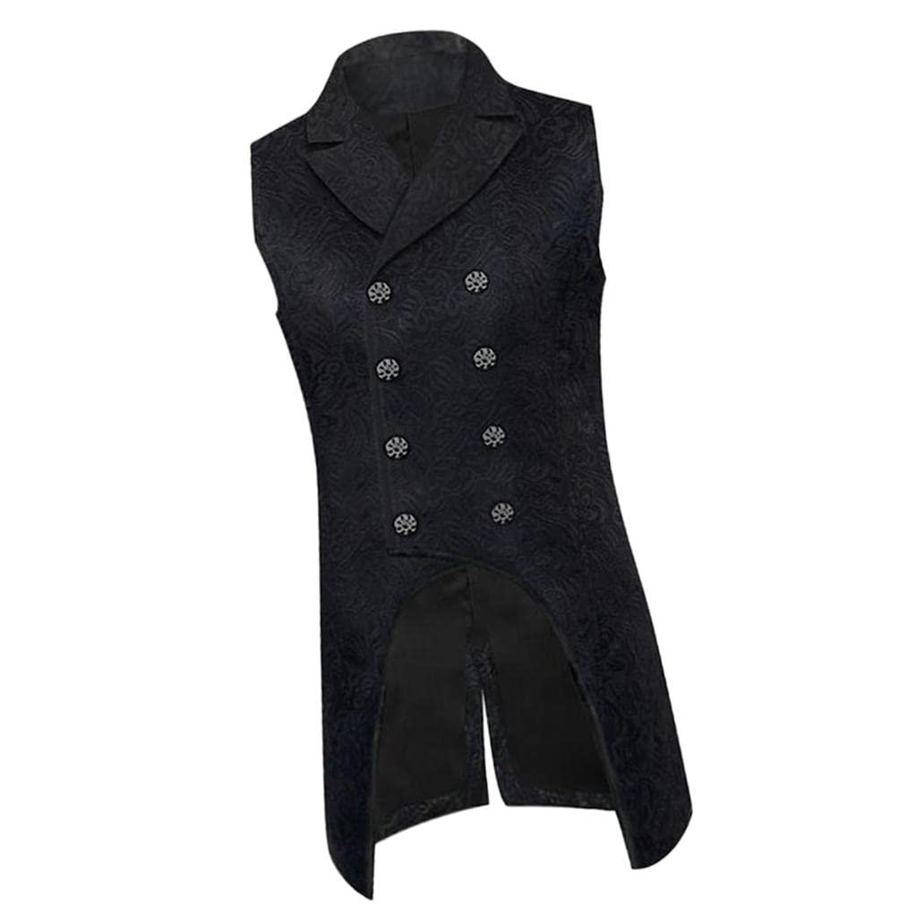 ZOOMELLA Mens Gothic Steampunk Double Breasted Vest Brocade Waistcoat L Clothing, Shoes & Accessories|Mens Clothing|Coats & Jackets-picture-44