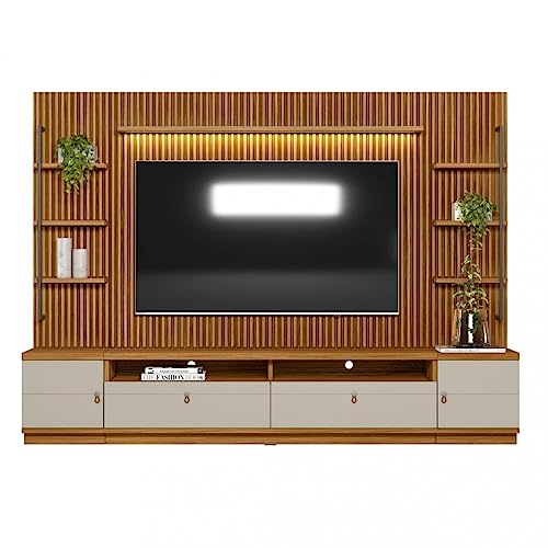 Rack com Painel para TV até 75 Polegadas 2 Portas 2 Gavetas Outro Preto Linea Brasil
