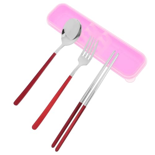Totority ポータブルステンレス製カトラリー 箸 フォーク スプーン付き 携帯便利収納ケース付 軽量コンパクト キャンプ ランチ 旅行用 食洗機
