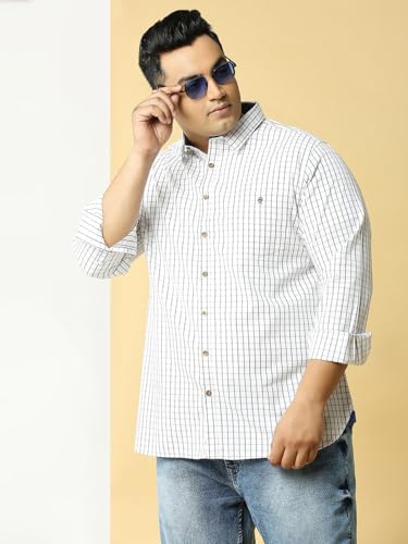 Image of Thomas Scott Men Pure Cotton Regular Plus Size Premium Checked Casual Shirt