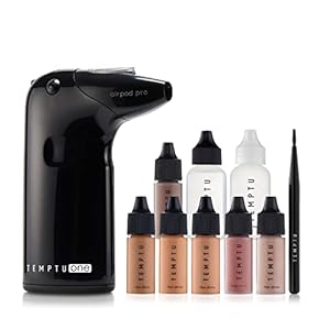 TEMPTU One Airbrush Make-up Kit with Cordless Compressor, 6 Shades: 11-Piece Set, Portable Air Brush Machine & Airpod Pro, 3 Shades of Foundation, Blush, Bronzer, Instant Concealer, Perfect Complexion